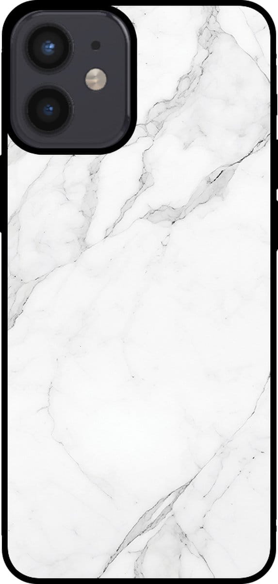 Smartphonica Telefoonhoesje voor iPhone 12 Mini met marmer opdruk - TPU backcover case marble design - Wit geschikt voor iPhone 12 Mini