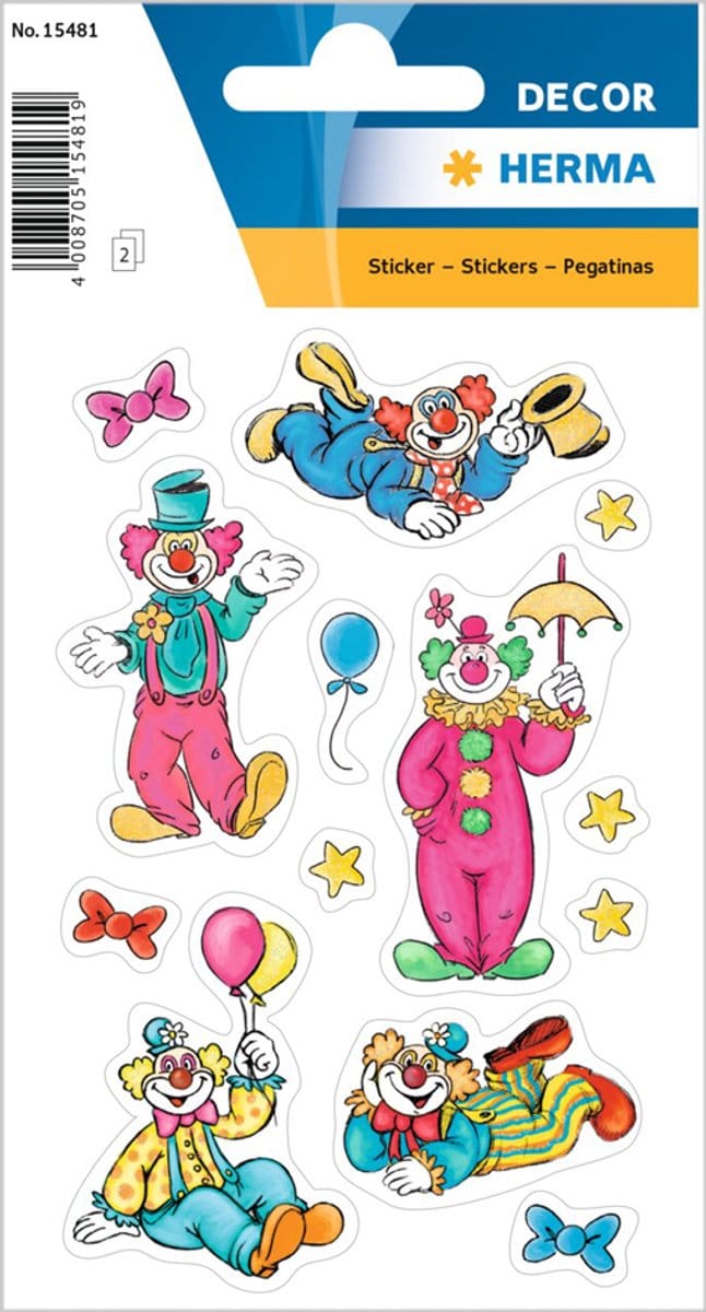 Herma Decoratiestickers 'Clowns', van papier, met glitters