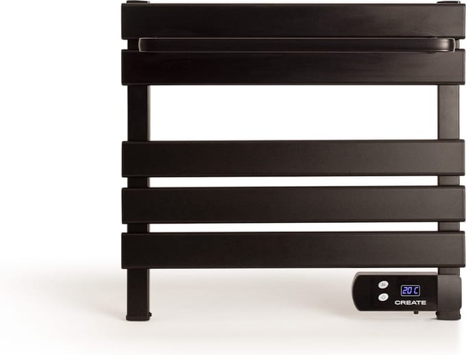 CREATE - Elektrisch handdoekrek 150W, Zwart - Met legplank - WARM TOWEL MINI