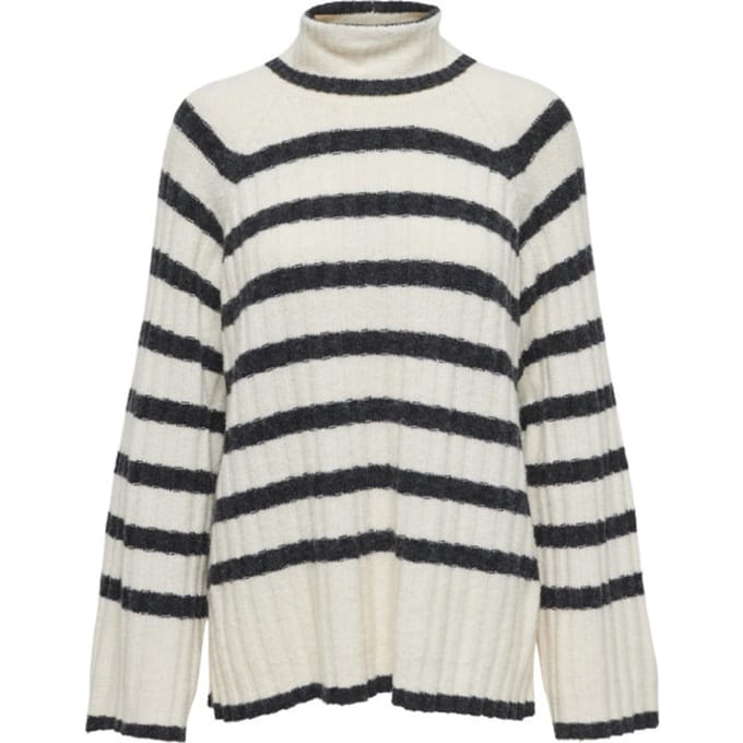 JDY JDYMILEY L/S LONG STRIPE PULLOV KNT NOOS Dames Trui - Birch W. Dgm Stripes