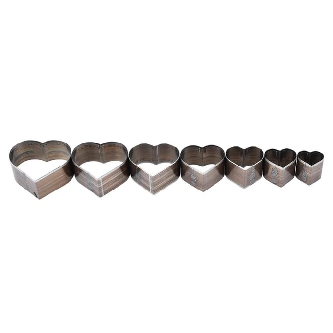 7 pièces 20-50mm Moule de découpe en forme de cœur ravissant pour bricolage en cuir gray