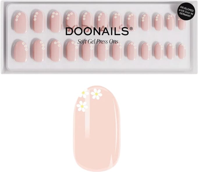 Doonails - Soft Gel Press Ons - Flower Power Medium Round