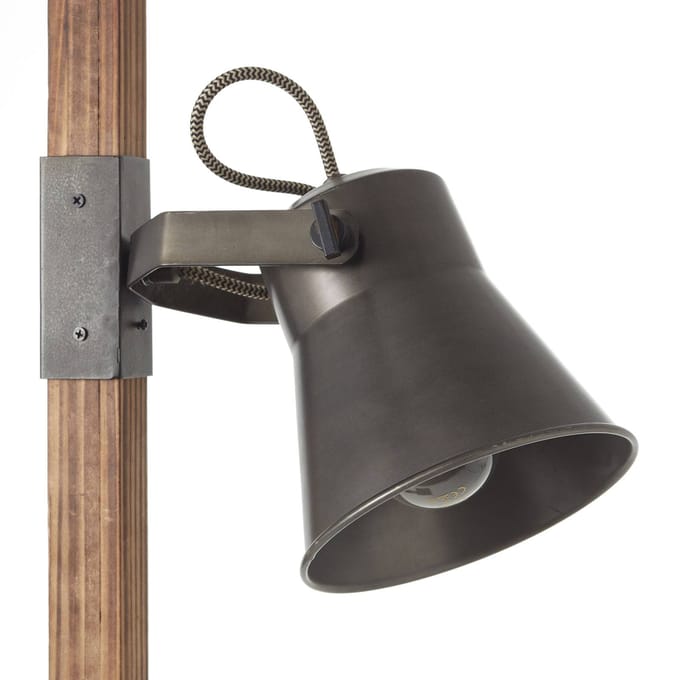 Brilliant Vloerlamp Plow met 2 spots, zwart/hout donker