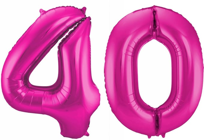 Cijfer ballonnen - Verjaardag versiering 40 jaar - 85 cm - roze