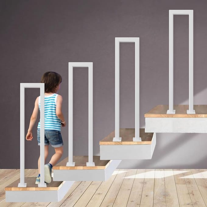 Trapleuning voor binnen - U-vormige leuning - Veilig traplopen - Inclusief schroevenset - 90cm lengte - Wit