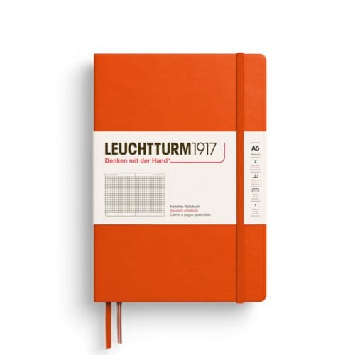 Leuchtturm1917 notitieboekje, hardcover, medium a5, geruit, pumpkin