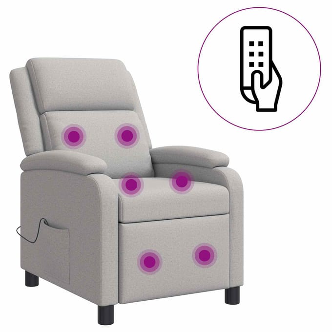 vidaXL - Massage - Relaxstoel - Wolkgrijs - Stof