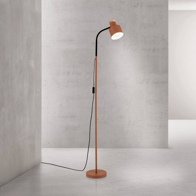 ORION Vloerlamp Gili, staal, koraalrood, hoogte 150 cm, E27