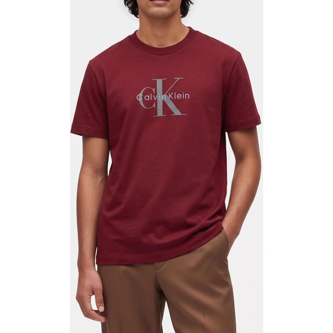 Calvin Klein Ss Hero Monologo Tee Renaissance Red Größe: M | Basic T-Shirts Outlet | Herren | Rot