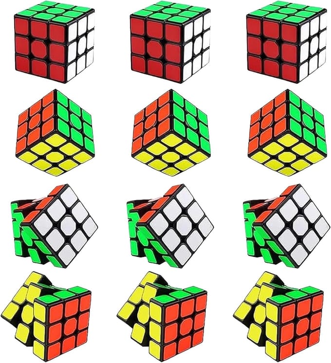 Speed Cube Set - Mini Puzzel - Hersenen Trainen - Vloeiende Rotatie - 12 Stuks - Veelkleurig
