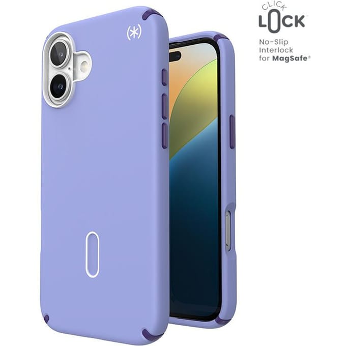 Speck Presidio2 Pro Clicklock & Magsafe - Hoesje Iphone 16 Plus (Toekomstig Lavendel / Cassis Paars / Wit)
