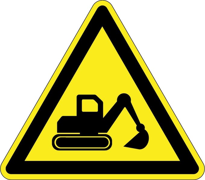 Waarschuwingssticker graafmachine 100 mm