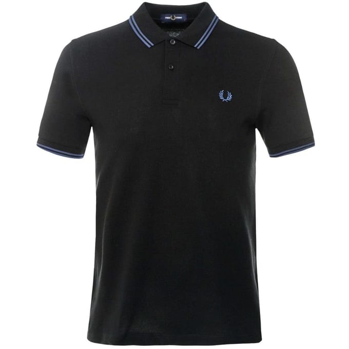 Fred Perry Herenpoloshirt met dubbele kraag (Zwart, Zwart)