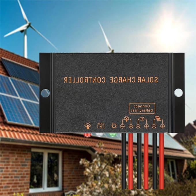 Laadregelaar - Zonnepaneel Controller - Batterij Laden - IP68 Waterdicht - 10A - Zwart