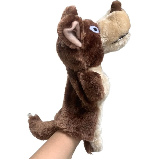 Apprentissage Mouton Animal Marionnette à Main Peluches Loup Main Doux Marionnettes Enfants Cadeau beige