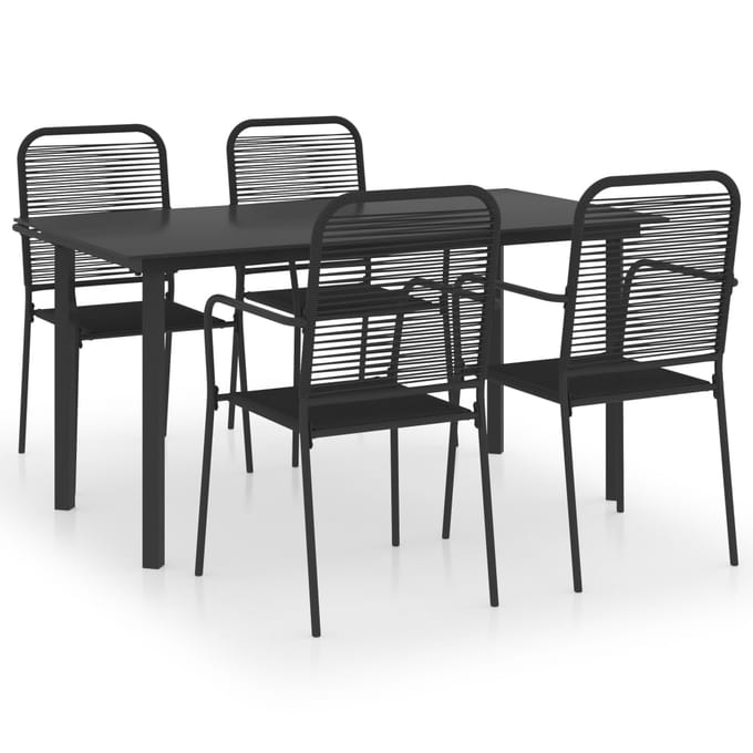 vidaXL - 5-delige - Tuinset - glas - en - staal - zwart