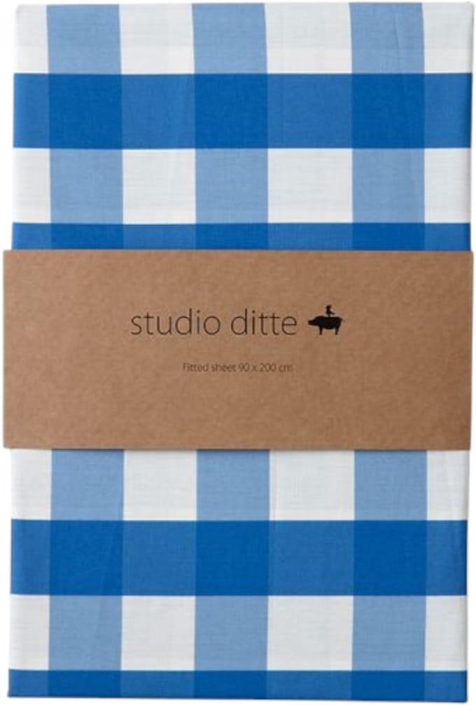 Studio Ditte Ruit Hoeslaken - 90 x 200 cm - Kobaltblauw