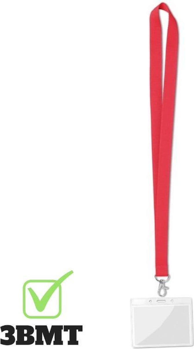 3BMT Keycord met Badgehouder - Pashouder met Lanyard - Rood