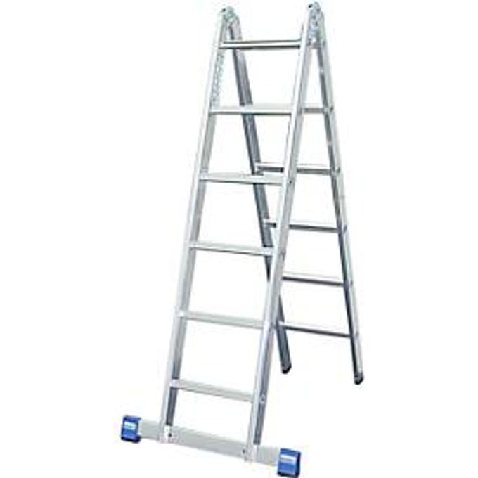 Dubbele ladder met scharnieren, 2 x 6 sporten