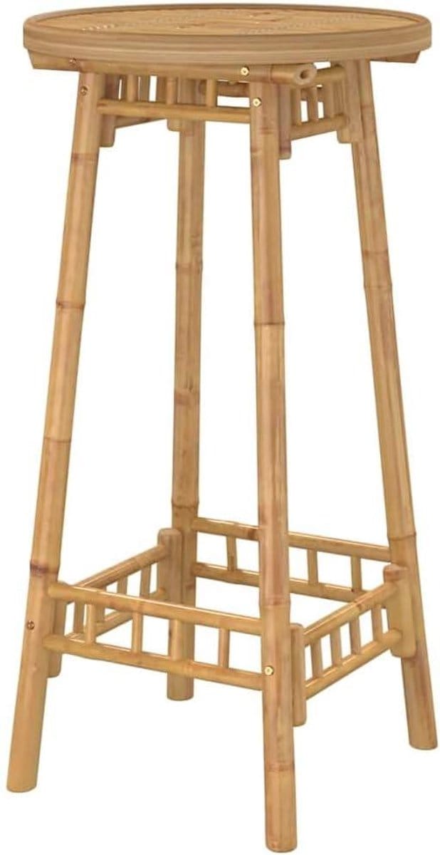 Ronde tuintafel - Bamboe bartafel - Buiten ontspannen - Met voetsteun - 55 x 100 cm - Bruin