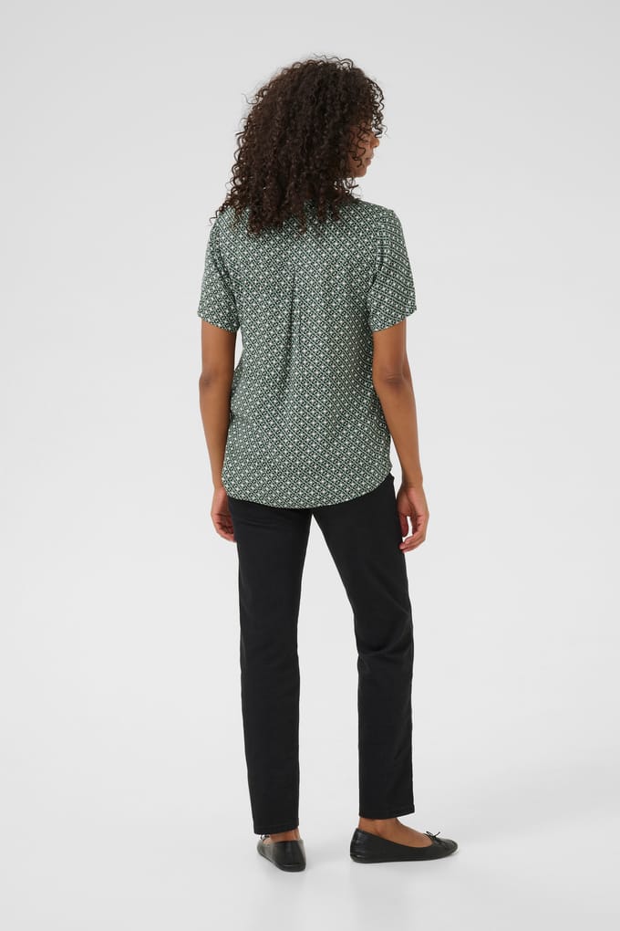 Blouse met korte mouwen Regular fit Grape Leaf dark green