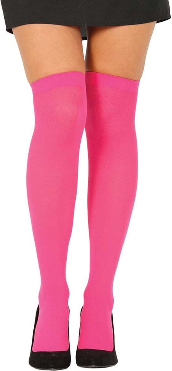 Neon roze hold up kousen