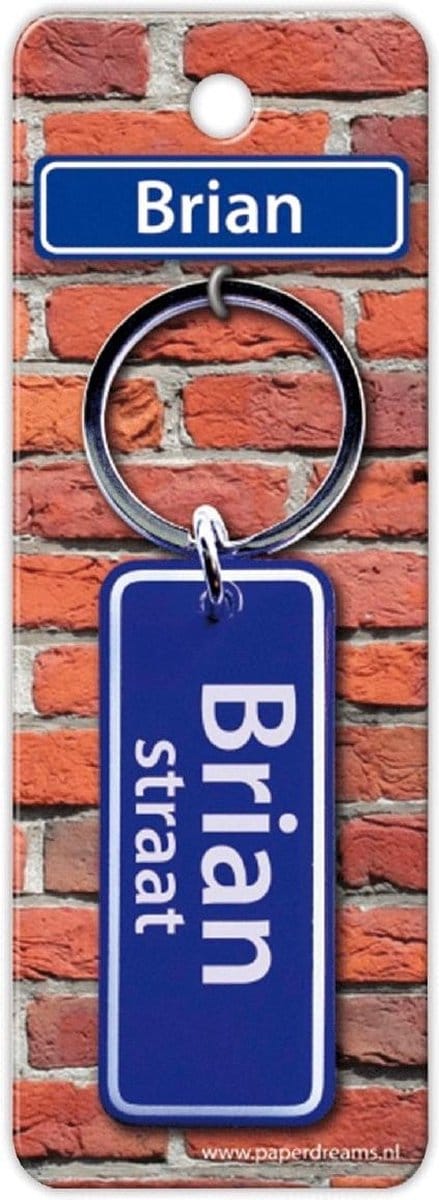 Paper Dreams Sleutelhanger Straatnaam Brian 9 Cm Staal Blauw
