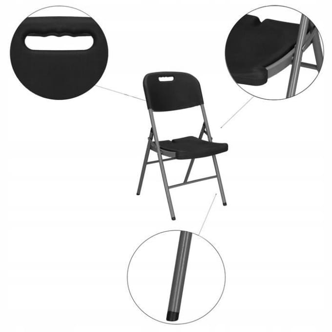 Springos Campingstoel | Kampeerstoel | Vouwstoel | Klapstoel | Polyetheen | Zwart