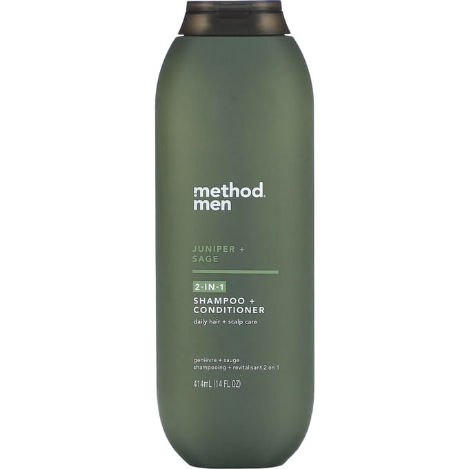 Methode, Heren, 2-in-1 Shampoo + Conditioner, Jeneverbes + Salie, 14 fl oz (414 ml) gray