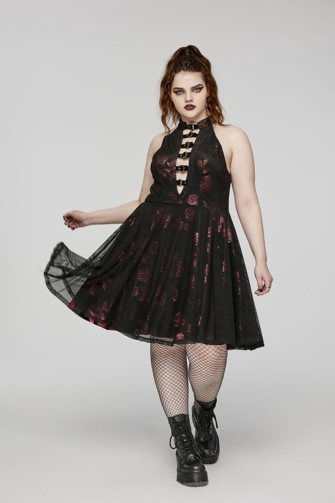 Punk Rave - Romantic Rose Mini jurk - XS/S - Zwart/Rood