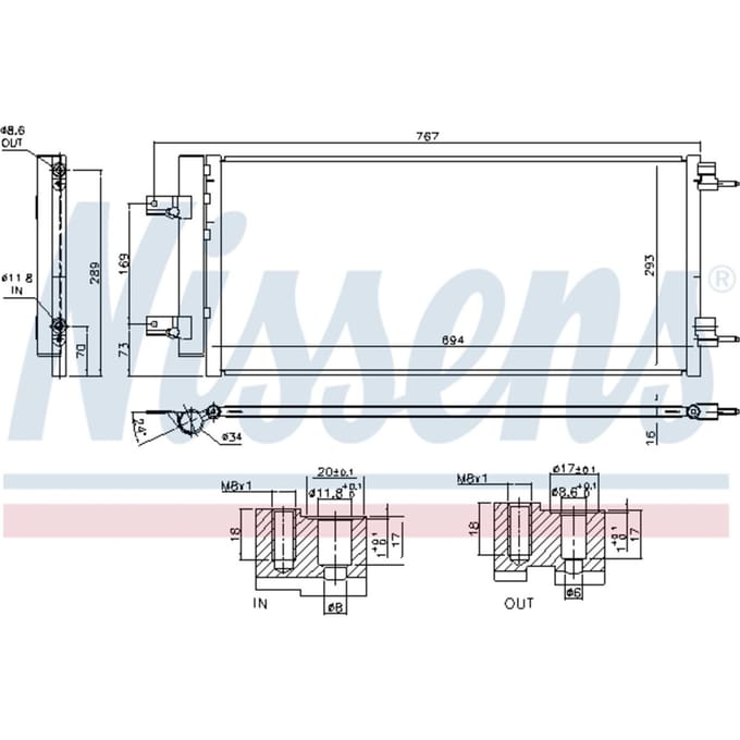 Condensator, airconditioning NISSENS 940734