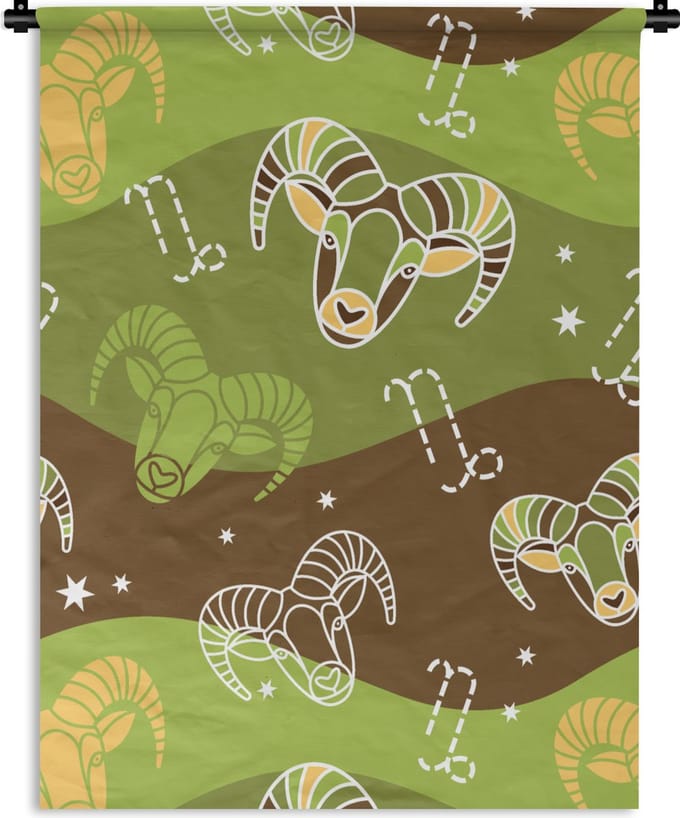 Wandkleed - Wanddoek - Steenbok - Design - Astrologie - 60x80 cm - Wandtapijt