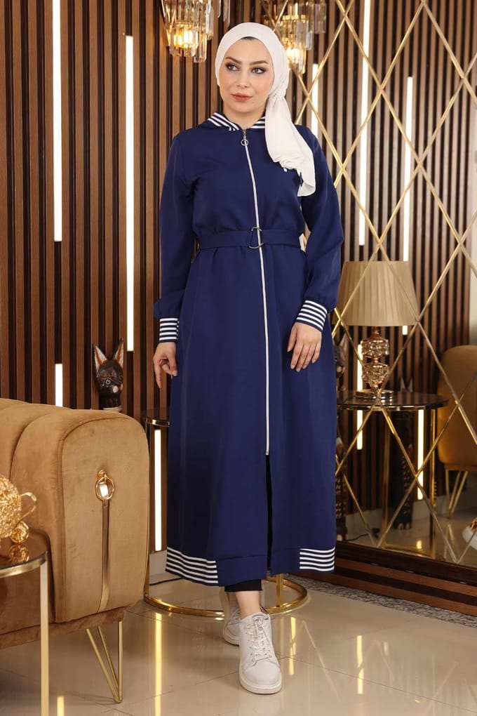 Met rits Capuchon Abaya Indigo