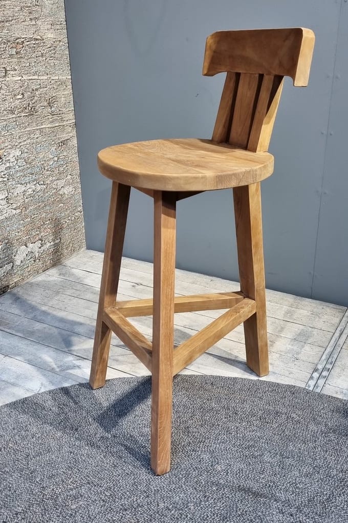 Barstoel/Tuinstoel Teak met rugleuning