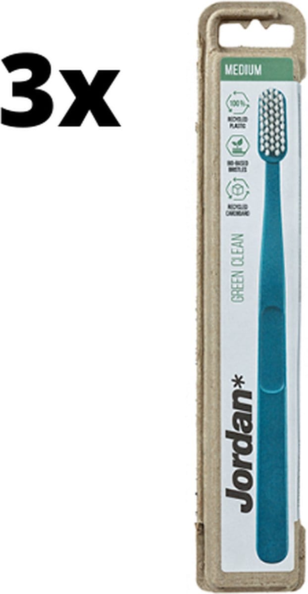3x Jordan Tandenborstel Green Clean Medium - Voordeelverpakking