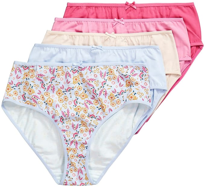 Ulla Popken - Dames - Midi-slips set van 5 - Donkerroze - Maat 42+