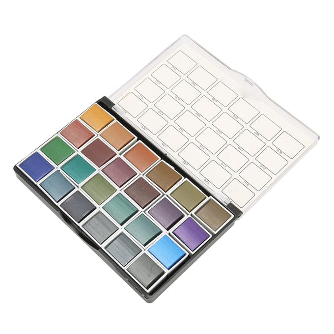 24 Kleuren Aquarelverf Set Retro Parelmoereffect Hoge Kleurweergave Aquarelset voor gray
