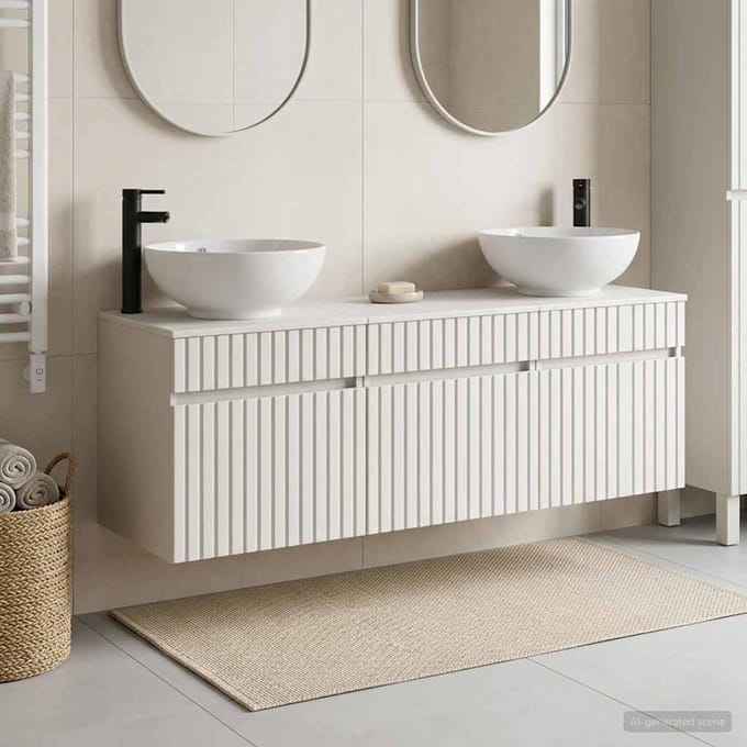 vidaXL - Badkamerkast - set - 3 - st - Wit - 157 - x - 44,5 - x - 80 - cm - Bewerkt - hout