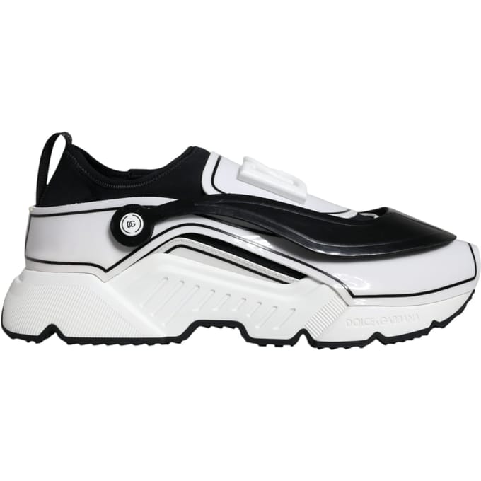 Dolce & Gabbana Witte Zwarte Logo Plaque Daymaster Sneakers Schoenen