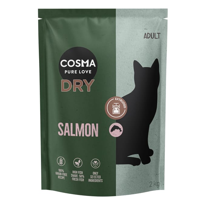 2x2kg Cosma Extruded Droogvoer Zalm Katten Droogvoer