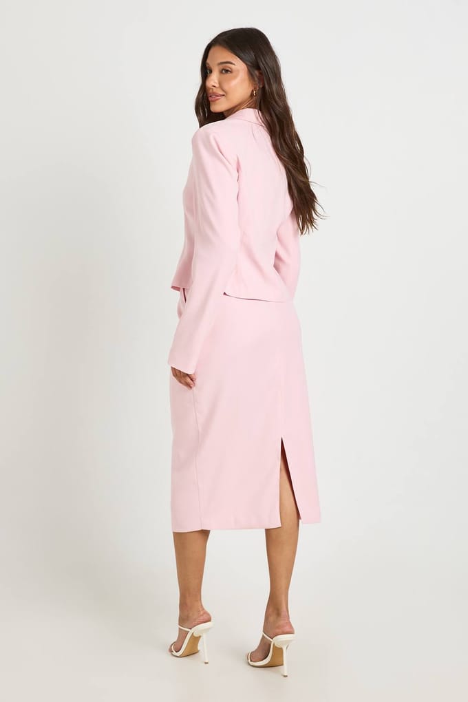 boohoo Dames Getailleerde Midi Rok | Baby Roze | Maat: 36