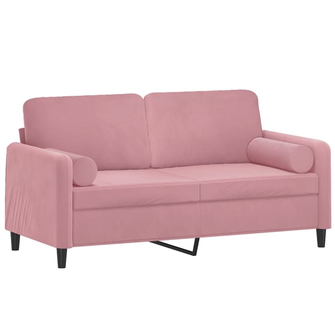 vidaXL - Tweezitsbank - met - sierkussens - 140 - cm - fluweel - roze