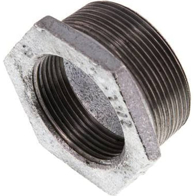 R 2'' x Rp 1 1/2'' M/F Verzinkt Gietijzeren Verloopring 25 Bar