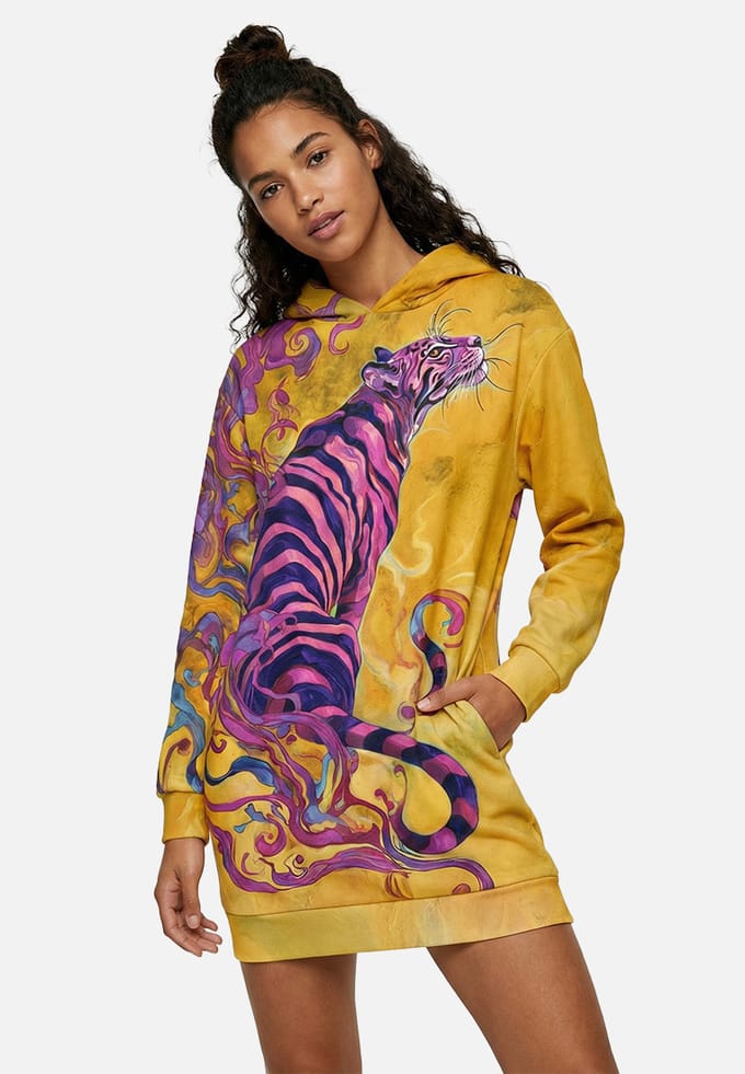 "Whisper of the Tiger" Oversize hoodiejurk