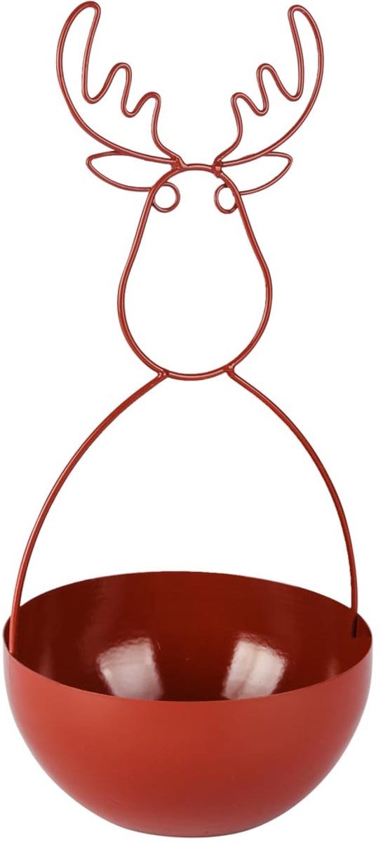 Dekoratief | Bowl m/rendier, rood, metaal, 16x16x32cm | A255389