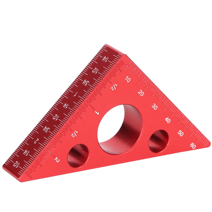 Règle Triangulaire en Alliage d'Aluminium Épaissir Règle de Hauteur Outil de Mesure de Menuiserie DIY red