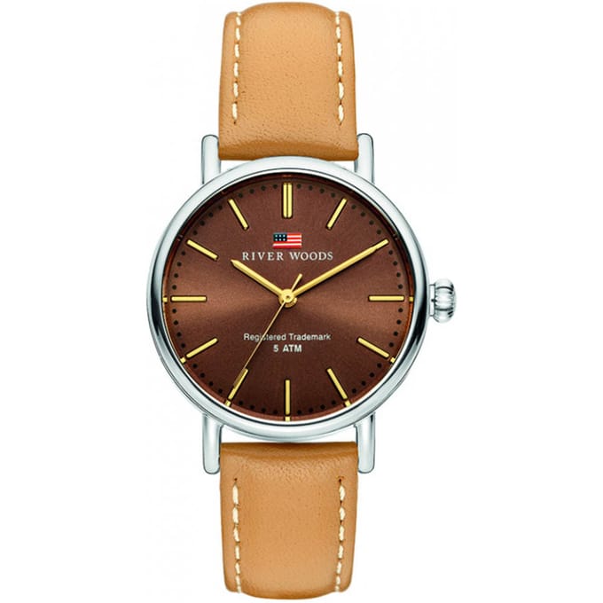 River Woods Oswego RW340014 Horloge - Leer - Bruin - Ø 34 mm