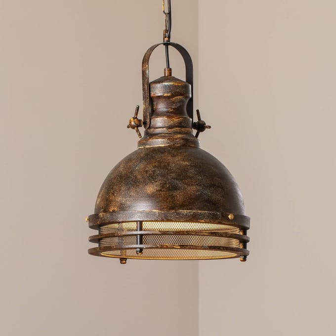 Opviq Hanglamp Saglam, 1-lamp, oud messing, Ø 30 cm, metaal