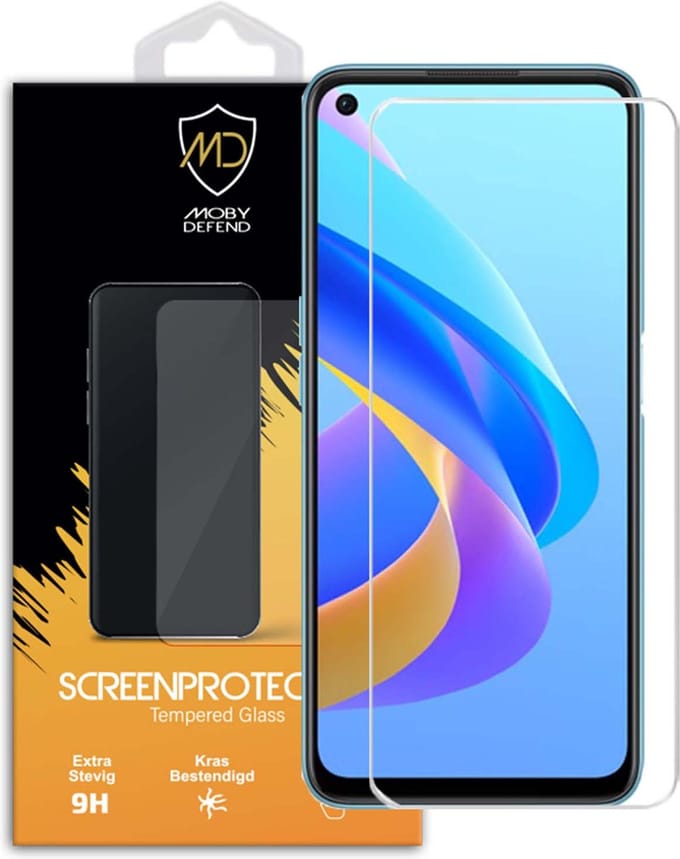 MobyDefend Screenprotector - Geschikt voor Oppo A76 - Case-Friendly Screensaver - Gehard Glas