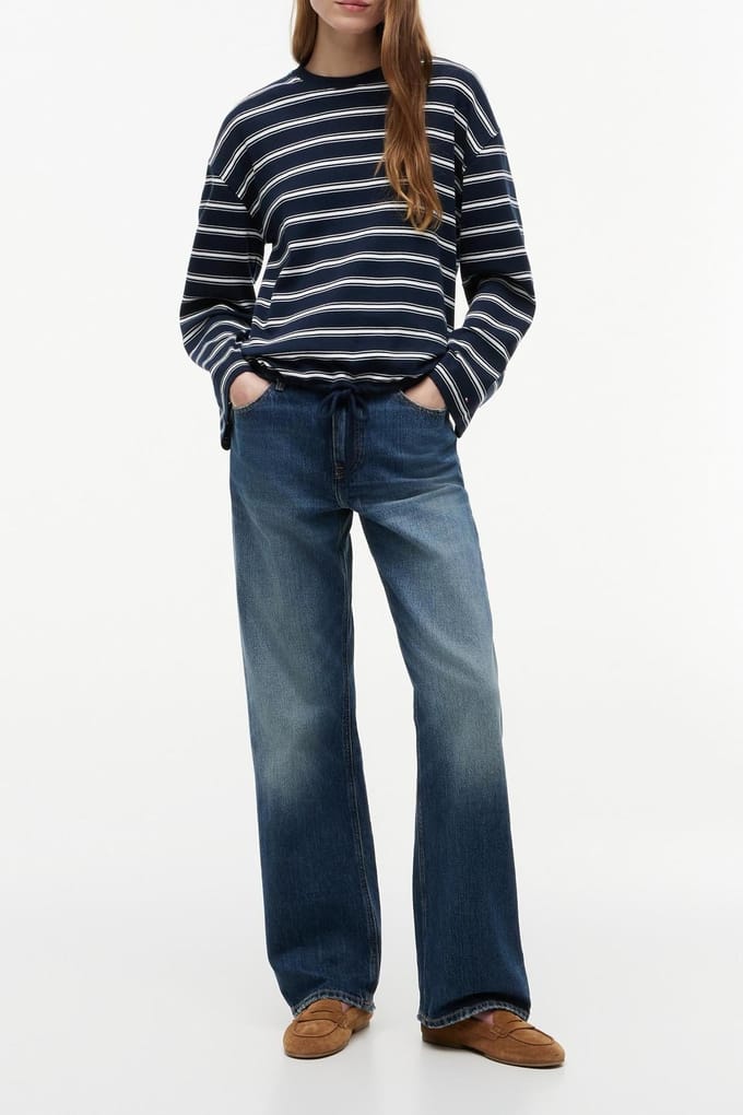 Tommy Hilfiger Stripe Drawstring Hem Long Sleeve T-shirt Multi Dark Night N Größe: M | Longsleeves Outlet | Damen | Schwarz